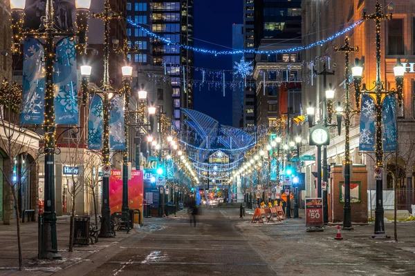 Calgary Alberta December 2019 Kilátás Calgarythe Stephen Avenue Sétálóutcára Calgary — Stock Fotó