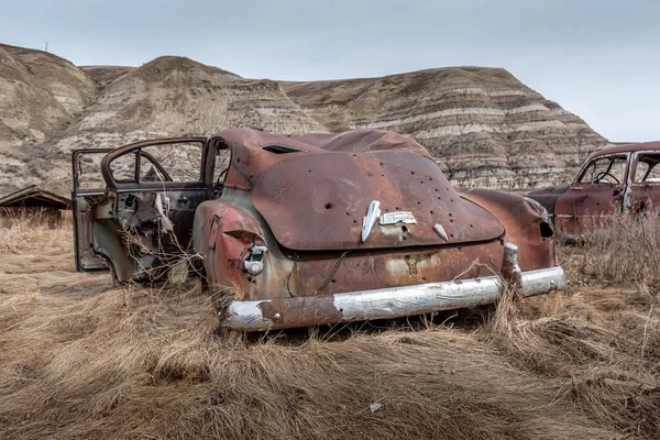 Old Abandoned Cars Badlands Alberta — Stock Photo, Image