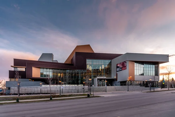 Taylor Centre Performing Arts Mount Royal University Campus Calgary Night — Stock Photo, Image