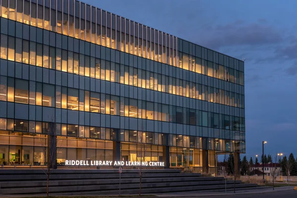 Nuit Riddell Library Learning Centre Campus Université Mount Royal Calgary — Photo