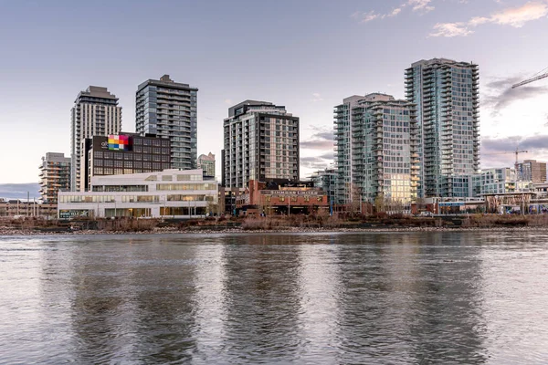 Widok Rosnącą Panoramę Calgary East Village East Village Przebudowany Obszar — Zdjęcie stockowe