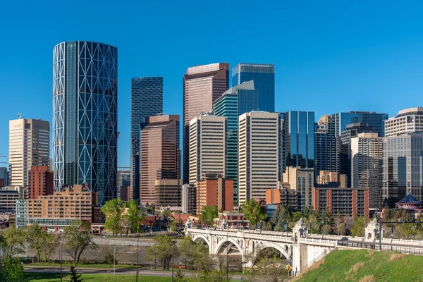 Pohled Calgaryho Panorama Krásného Jarního Rána — Stock fotografie