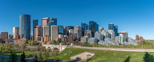 Utsikt Över Calgarys Skyline Vacker Vårmorgon — Stockfoto