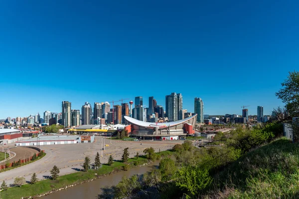 Calgary Alberta Mei 2020 Calgary Scotiabank Saddledome Skyline Van Het — Stockfoto
