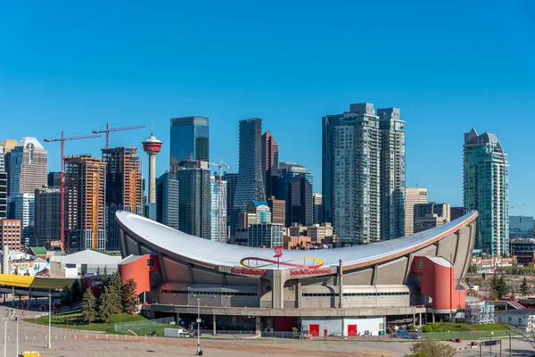 Calgary Alberta Mei 2020 Calgary Scotiabank Saddledome Skyline Van Het — Stockfoto