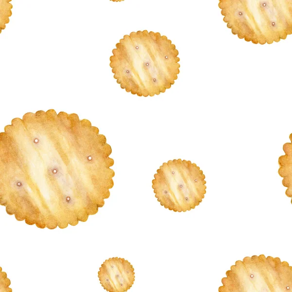 Cracker Biscotto Senza Soluzione Continuità Sfondo Isolato Sfondo Bianco Acquerello — Foto Stock