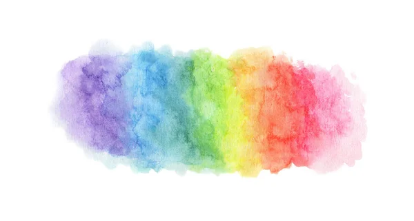 七彩的虹水彩纹理 白色背景上孤立 — 图库照片