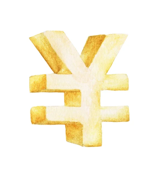 Símbolo Dorado Del Yen Signo Japonés Del Yen Pintura Ilustración — Foto de Stock
