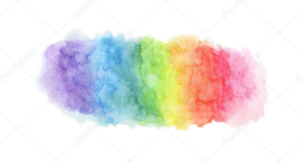 Colorful rainbow watercolor texture. Isolated on white background.