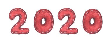 2020 Numaralı Yeni Yıl Sancağınız kutlu olsun. Suluboya çizimi.