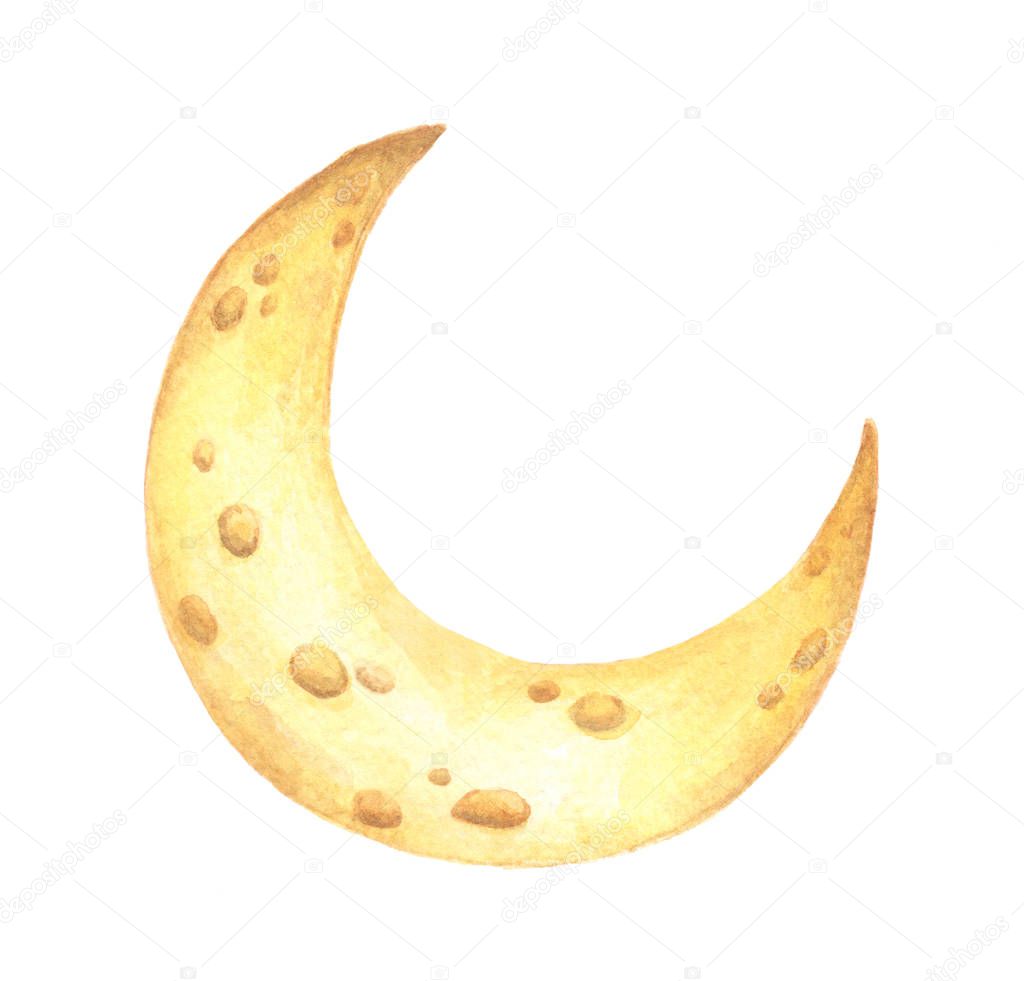 Cheese moon. Watercolor  illustration.