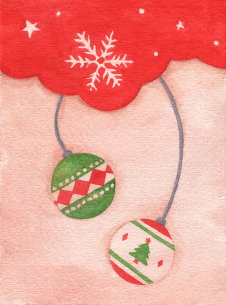 Bola de Natal pendurado no céu vermelho inverno temporada fundo para o feliz Natal e feliz ano novo . — Fotografia de Stock