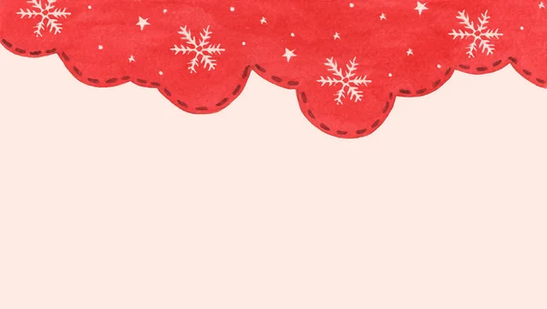 Schneeflocke und Stern am roten Himmel Wintersaison Hintergrund. Winterrand für Ihr Design. — Stockfoto