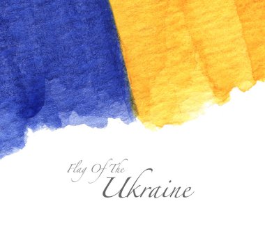 Ukrayna 'nın el çizimi suluboya bayrağı ve kopyalama alanı.
