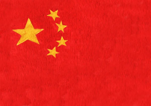 中国の手描き水彩旗 — ストック写真
