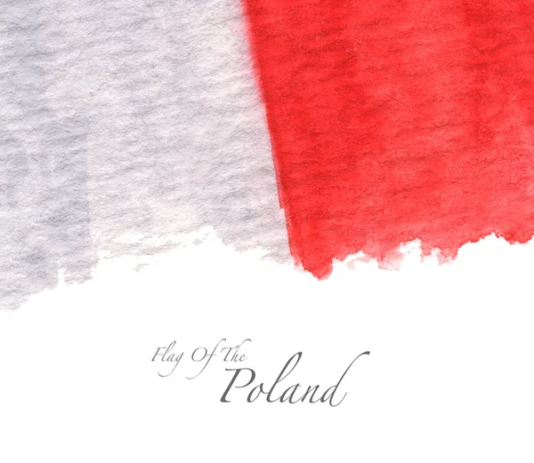 Hand Drawn Watercolor Flag Poland Copy Space — Stock Photo, Image