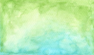 El çizimi suluboya pastel yeşil ve mavi renkli doku. Soyut Arkaplan.