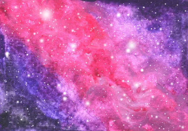 Abstrakcyjna Galaktyka Malarstwo Akwarela Cosmic Tekstury Gwiazdami Nocne Niebo Droga — Zdjęcie stockowe