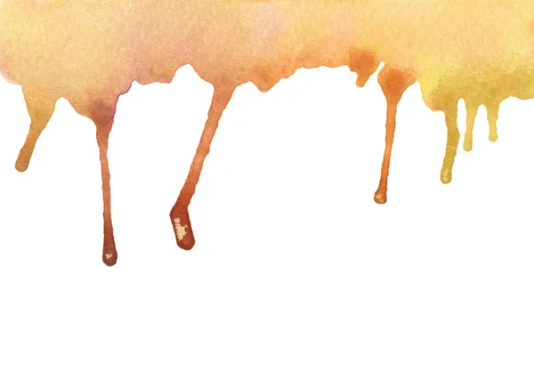 Brown Color Paint Dripping White Background Abstract Watercolor Flow Hand — 스톡 사진