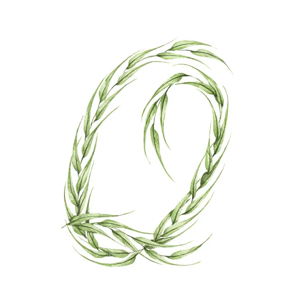 Litera Alfabet Zielonych Liści Odizolowanych Białym Tle Kolekcja Symboli Ekologicznych — Zdjęcie stockowe