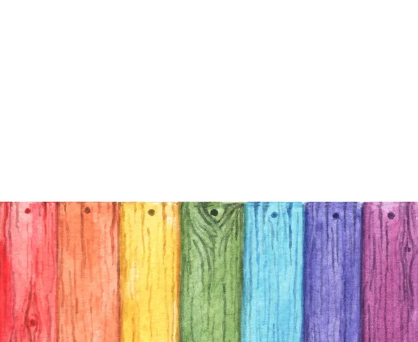 Rainbow Colored Painted Old Wood Background Space Text Wood Planks — 스톡 사진