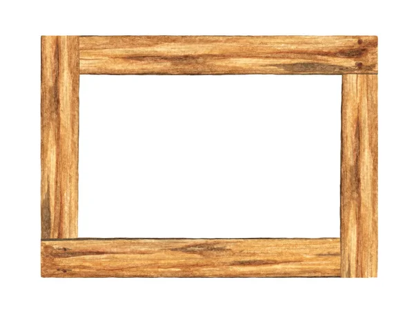 Wooden Frame Space Text Watercolor Painting — Stock Photo, Image