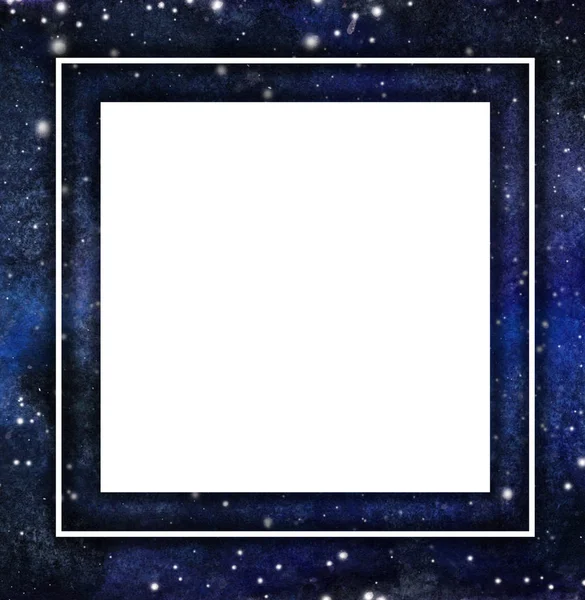 Fronteira Quadrada Galaxy Sky Isolada Fundo Branco Com Lugar Para — Fotografia de Stock