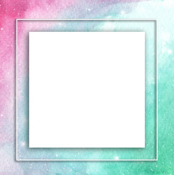 Galaxy Ουρανό Τετράγωνο Σύνορο Απομονωμένο Λευκό Φόντο Θέση Για Κείμενο — Φωτογραφία Αρχείου