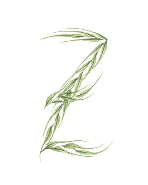 Letter Alfabet Van Groene Bladeren Geïsoleerd Witte Achtergrond Eco Symbool — Stockfoto