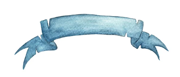 Aquarell Blaues Band Handgezeichnete Streifen Oder Banner Für Text Aquarell — Stockfoto