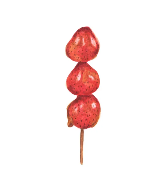 Fruit Candy Made Strawberry Coated Sugar Stick Sweet Snack Isolated — 스톡 사진