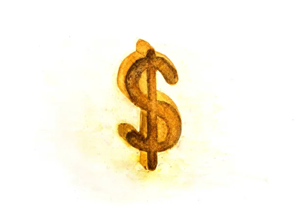 Watercolor Dollar Sign White Background — Stock Photo, Image