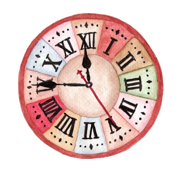 Vintage Clock Face Isolated White Background Clipping Path Elegant Roman — Stock Photo, Image