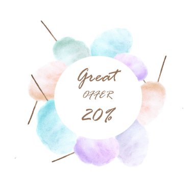 El yapımı şeker özel bir teklif. Renkli pamuk şekerlemelerle çevrili güzel bir çerçeve - suluboya resim 