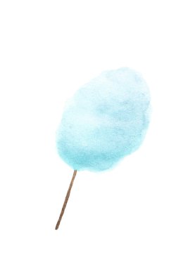 Pamuk şeker. Şeker bulutları - beyaz arkaplanda suluboya boya. 