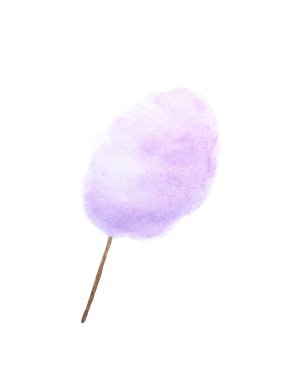 Pamuk şeker. Şeker bulutları - beyaz arkaplanda suluboya boya. 