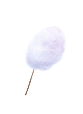 Pamuk şeker. Şeker bulutları - beyaz arkaplanda suluboya boya. 