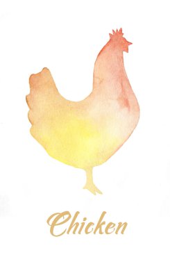 Tavuk, Horoz, Tavuk. Tavuk Çiftliği suluboya çizimi. Tavuklu hayvan deseni ve tavuklu horoz..