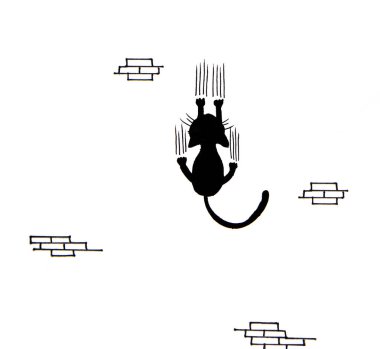 Kara kedinin duvarı tırmaladığı bir el.