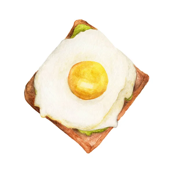 Kahverengi Ekmek Sahanda Yumurta Ekmek Dilimi Yumurta Sarısı Beyaz Arka — Stok fotoğraf