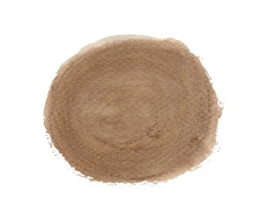 Beyaz arka planda izole edilmiş kahverengi suluboya dairesi, el boyası dokusu