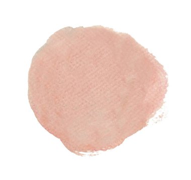 Açık pembe suluboya çemberi beyaz arkaplanda izole edilmiş, el boyası dokusu