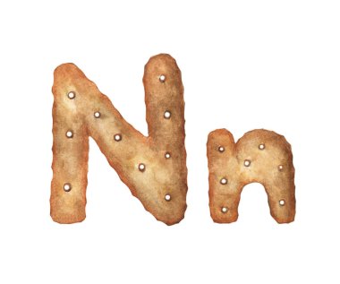 Beyaz arka planda N harfi var. Kurabiye yazı tipi. Yiyecek işareti ABC