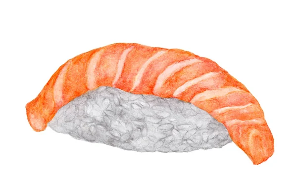 Salmone Sushi Isolato Sfondo Bianco Con Percorso Ritaglio Acquerello Cibo — Foto Stock