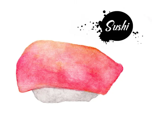 Sushi Izolowane Białym Tle Ścieżką Wycinania Akwarela Japońskie Jedzenie — Zdjęcie stockowe