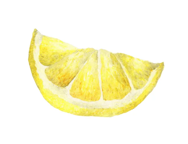 Акварельный Лимонный Ломтик Ручной Рисунок Выделенный Белом Фоне Контуром Обрезки — стоковое фото