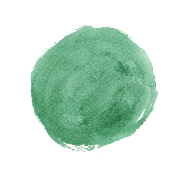 Cercle Aquarelle Vert Isolé Sur Fond Blanc Texture Peinture Main — Photo