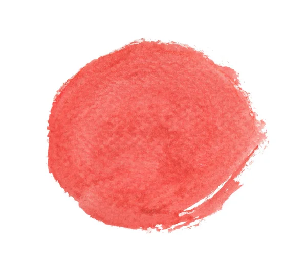Czerwony Akwarelowy Okrąg Odizolowany Białym Tle Ręczna Faktura Farby — Zdjęcie stockowe