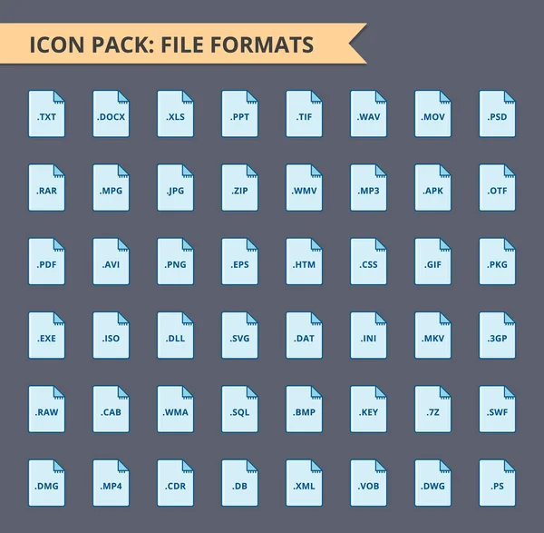 Conjunto de iconos de formatos de archivo . — Vector de stock
