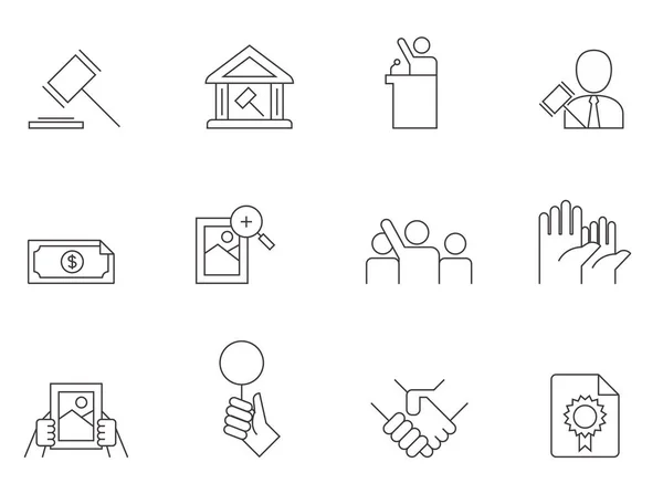 Auction icons set — Stock Vector